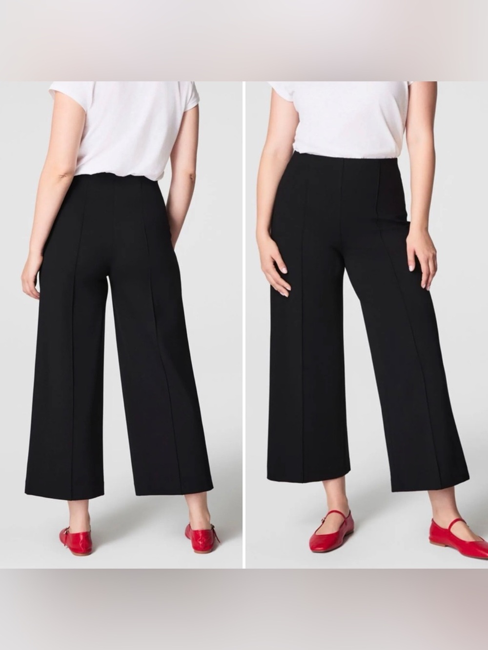 SPANX Perfect Pant Wide Leg Cropped Pants Black Size Small